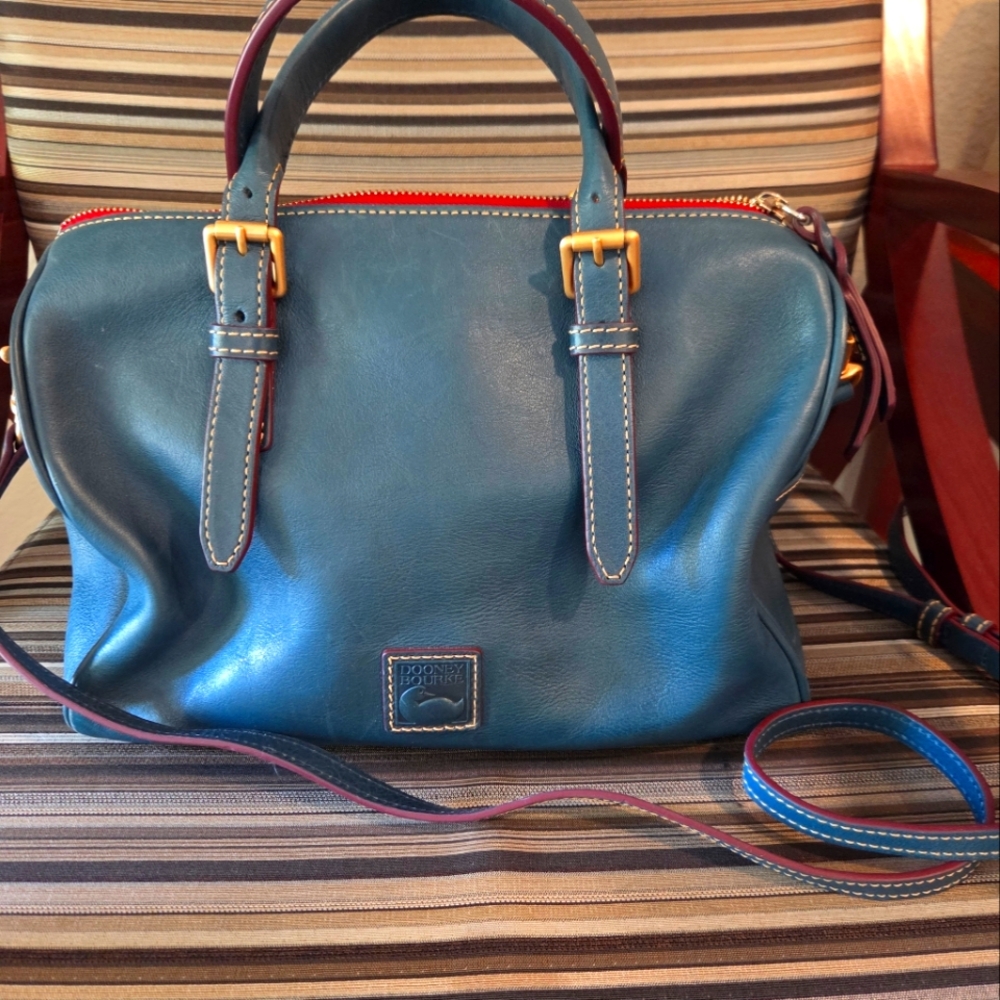 Dooney & Bourke Teal Florentine Leather Satchel.